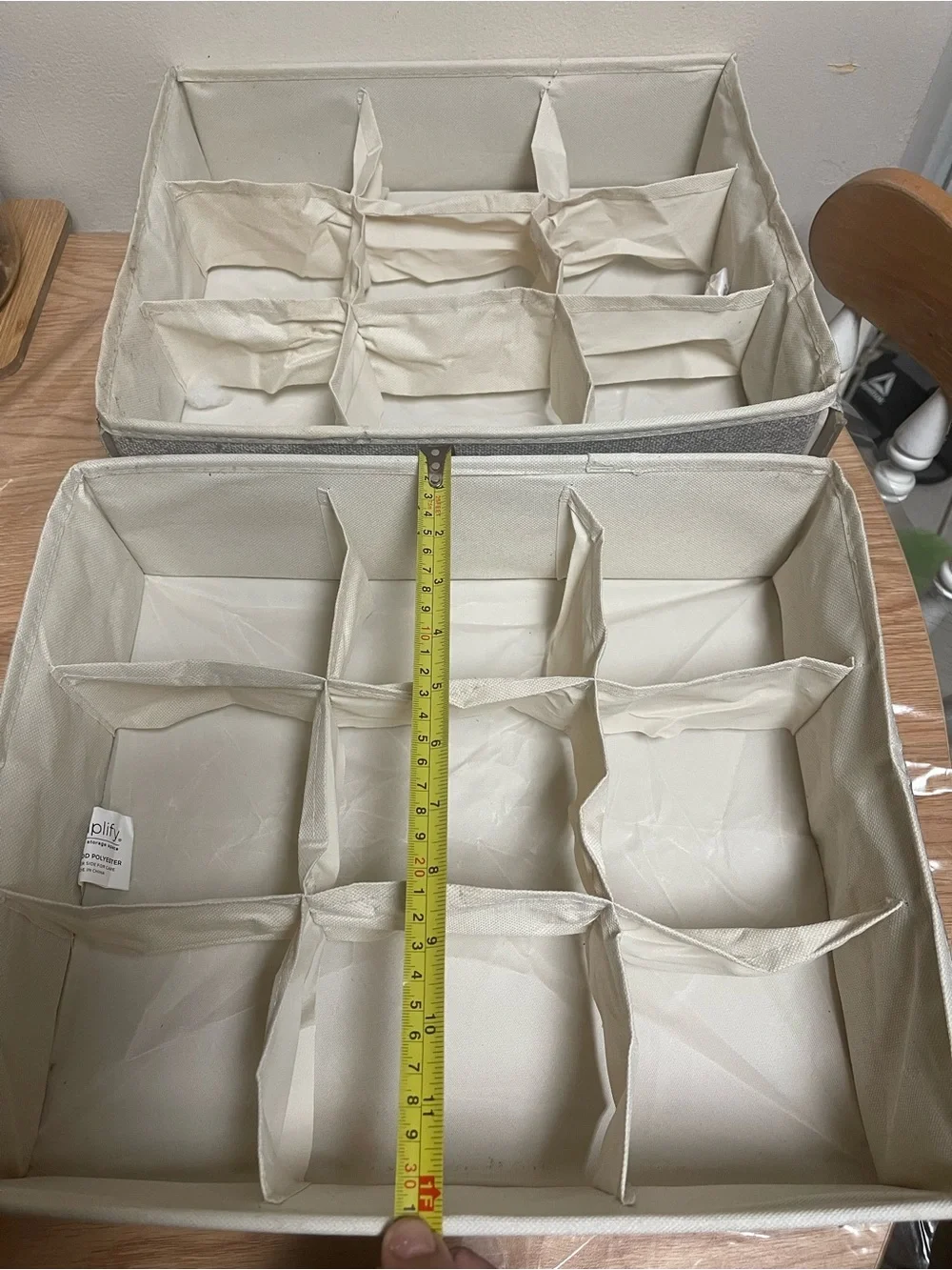 9-Compartment Fabric Storage Organizer - Cream